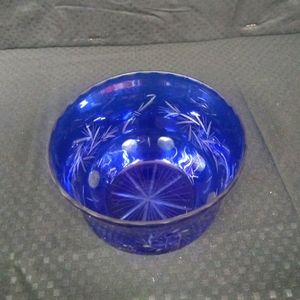 Starburst Cobalt Blue cut to clear Bowl